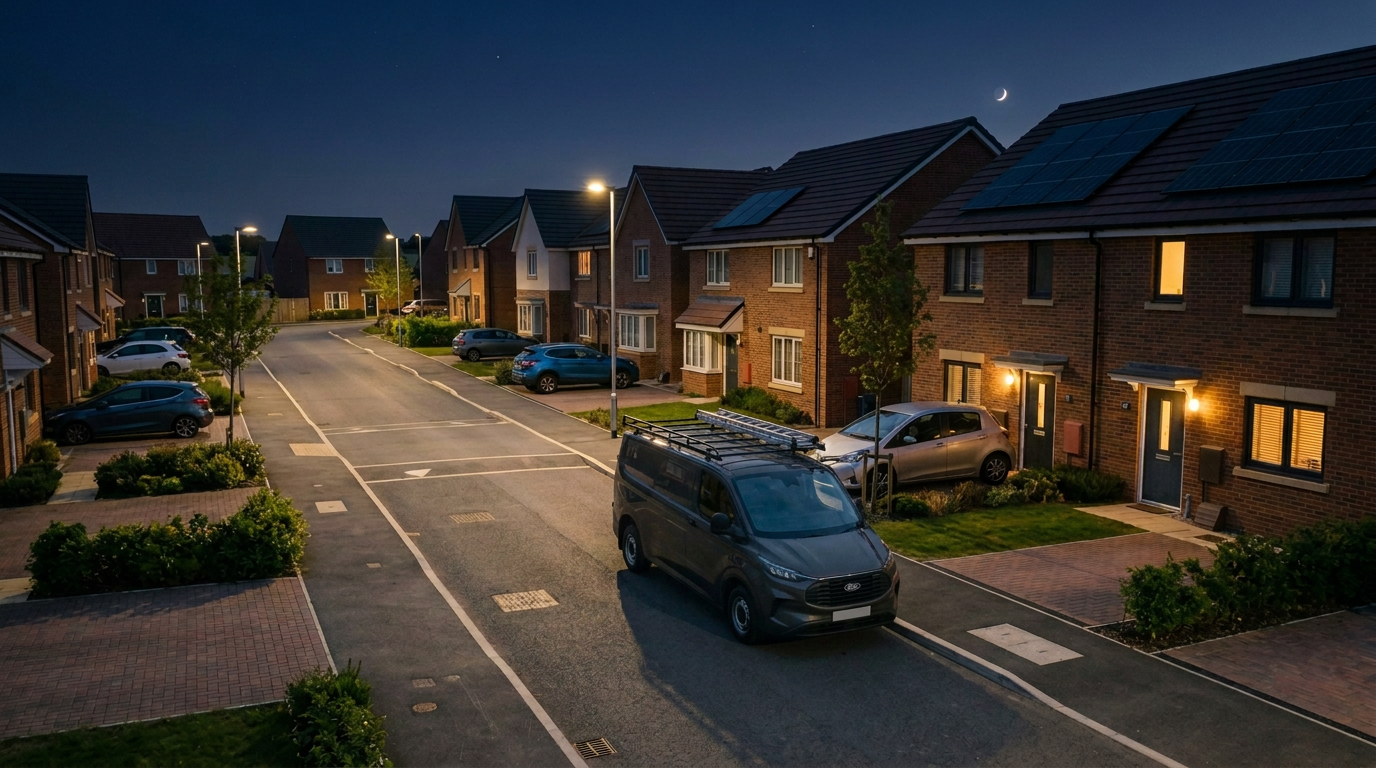 Van parked on a residential street